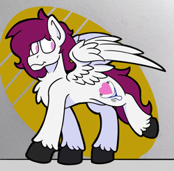 Size: 2707x2674 | Tagged: safe, artist:drheartdoodles, derpibooru import, oc, oc:dr.heart, pegasus, chest fluff, clydesdale, digital art, male, simple background, smiling, spread wings, stallion, walking, wings