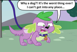 Size: 1553x1049 | Tagged: source needed, safe, artist:mlpegasis4898, spike, dog, equestria girls, comic, dialogue, pet, speech bubble, spike the dog