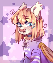 Size: 485x579 | Tagged: safe, artist:cheekipone, derpibooru import, oc, oc only, oc:honey milk, bat pony, pony, bell, bell collar, blushing, collar, explicit source, looking at you, smiling, solo