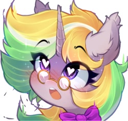 Size: 806x765 | Tagged: safe, artist:astralblues, derpibooru import, oc, oc only, pony, unicorn, blushing, bowtie, heart, heart eyes, open mouth, solo, sparkles, wide eyes, wingding eyes