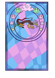 Size: 1965x2770 | Tagged: safe, alternate version, artist:moryartix, derpibooru import, discord, draconequus, the return of harmony, male, simple background, smiling, stained glass, transparent background