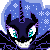 Size: 50x50 | Tagged: safe, artist:freakshowbeasts, derpibooru import, nightmare moon, alicorn, pony, bust, ethereal mane, female, grin, horn, mare, picture for breezies, pixel art, simple background, smiling, solo, starry mane, transparent background, wings