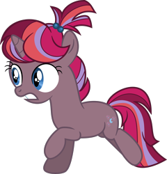 Size: 4424x4613 | Tagged: safe, artist:shootingstarsentry, derpibooru import, oc, oc only, oc:nightingale, pony, unicorn, absurd resolution, blue eyes, female, filly, foal, full body, gritted teeth, horn, multicolored mane, multicolored tail, running, show accurate, simple background, solo, tail, transparent background, unicorn oc, vector