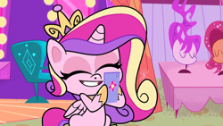 Size: 1920x1080 | Tagged: safe, derpibooru import, screencap, princess cadance, alicorn, pony, my little pony: pony life, what goes updo, spoiler:pony life s02e17, cellphone, phone, solo