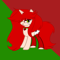 Size: 1240x1240 | Tagged: safe, artist:circuspaparazzi5678, artist:senpai-breanna5678, derpibooru import, pony, unicorn, base used, black butler, christmas, christmas theme, clothes, collar, eyeshadow, glasses, grell, grell sutcliff, holiday, holly, kuroshitsuji, lipstick, makeup, sharp teeth, skull, socks, solo, stupid sexy oc, teeth