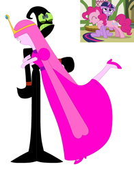 Size: 1784x2276 | Tagged: safe, artist:nathaniel718, derpibooru import, pinkie pie, twilight sparkle, too many pinkie pies, adventure time, barely pony related, cartoon network, crossover, female, hug, male, mare, nergal, nergal and princess bubblegum, princess bubblegum, the grim adventures of billy and mandy