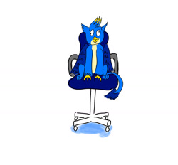 Size: 1024x952 | Tagged: safe, artist:horsesplease, gallus, griffon, chair, derp, doodle, gallus the rooster, gallusposting, office chair, solo, spinning, stupid