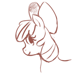 Size: 4000x4000 | Tagged: safe, artist:crade, apple bloom, earth pony, pony, bow, bust, female, filly, foal, hair bow, looking sideways, monochrome, simple background, sketch, solo, white background