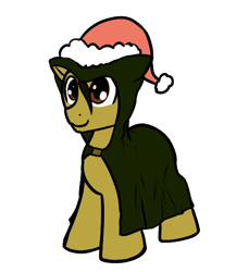 Size: 505x582 | Tagged: safe, artist:neuro, oc, oc only, oc:copper crystal, earth pony, pony, christmas, cloak, clothes, earth pony oc, hat, holiday, male, santa hat, simple background, solo, stallion, transparent background