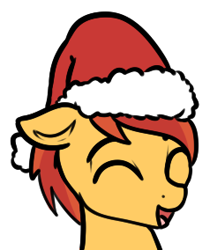 Size: 238x284 | Tagged: safe, artist:neuro, oc, oc only, oc:orchardcrisp, earth pony, pony, bust, christmas, earth pony oc, eyes closed, hat, holiday, male, open mouth, portrait, santa hat, simple background, solo, stallion, transparent background