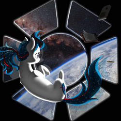Size: 1600x1600 | Tagged: artist needed, safe, derpibooru import, oc, oc only, oc:nasapone, earth pony, pony, clipboard, cloud, cupola (iss), earth, earth pony oc, female, gameboy advance, international space station, mare, milky way galaxy, ocean, pencil, planet, solo, space, stars, zero gravity