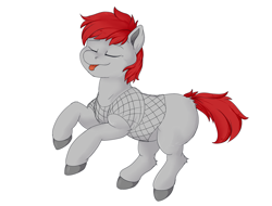 Size: 1865x1417 | Tagged: safe, artist:haruhi-il, derpibooru import, oc, oc only, pony, commission, eyes closed, male, simple background, solo, tongue, tongue out, white background