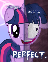 Size: 2158x2780 | Tagged: safe, artist:tehjadeh, derpibooru import, twilight sparkle, pony, unicorn, 2011, dual persona, dual personality, female, high res, mare, poster, two sided posters