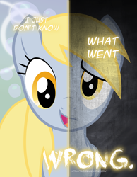 Size: 2158x2780 | Tagged: safe, artist:tehjadeh, derpibooru import, derpy hooves, pegasus, pony, derpygate, female, i just don't know what went wrong, mare, open mouth, sad, sad pony, solo, two sided posters