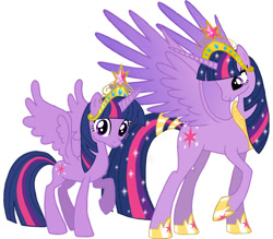 Size: 1227x1075 | Tagged: safe, artist:erim-kawamori, derpibooru import, princess twilight 2.0, twilight sparkle, twilight sparkle (alicorn), alicorn, pony, the last problem, age difference, ascension enhancement, big crown thingy, element of magic, jewelry, looking at you, older, older twilight, regalia, simple background, smiling, smiling at you, white background