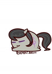 Size: 1000x1414 | Tagged: safe, artist:1395088159, derpibooru import, part of a set, octavia melody, earth pony, pony, chubbie, eyes closed, female, simple background, solo, white background