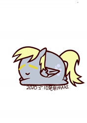 Size: 1000x1414 | Tagged: safe, artist:1395088159, derpibooru import, part of a set, derpy hooves, pegasus, pony, chubbie, eyes closed, female, simple background, solo, white background