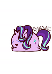 Size: 1000x1414 | Tagged: safe, artist:1395088159, derpibooru import, part of a set, starlight glimmer, pony, unicorn, chubbie, eyes closed, female, simple background, solo, white background