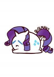 Size: 1000x1414 | Tagged: safe, artist:1395088159, derpibooru import, part of a set, rarity, pony, unicorn, chubbie, eyes closed, female, lying, ponyloaf, prone, simple background, solo, white background
