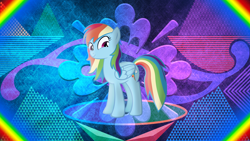 Size: 3840x2160 | Tagged: safe, artist:laszlvfx, artist:ponyvector, derpibooru import, edit, rainbow dash, pegasus, pony, female, mare, solo, wallpaper, wallpaper edit