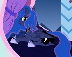 Size: 2512x1980 | Tagged: safe, artist:terminalhash, derpibooru import, princess luna, alicorn, pony, bed, bedroom, butt, digital art, solo, vector