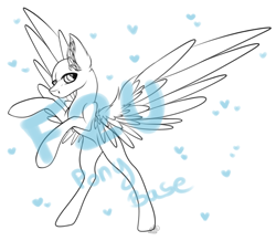 Size: 3509x3061 | Tagged: safe, artist:beamybutt, derpibooru import, oc, oc only, pegasus, pony, base, ear fluff, ears, lineart, pegasus oc, rearing, simple background, solo, white background