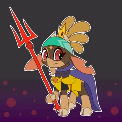 Size: 4000x4000 | Tagged: safe, artist:mrneo, derpibooru import, shanty goat, goat, them's fightin' herds, armor, asgore dreemurr, bandana, cape, clothes, community related, crossover, crown, jewelry, regalia, solo, trident, undertale