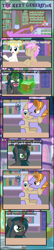 Size: 1008x4631 | Tagged: safe, artist:shootingstarsentry, derpibooru import, auburn vision, strawberry scoop, oc, oc:nightshade (digimonlover101), changepony, hybrid, pony, spider, star spider, comic:the next generation, book, female, filly, foal, friendship student, interspecies offspring, offspring, parent:king sombra, parent:queen chrysalis, parents:chrysombra, starry eyes, wingding eyes