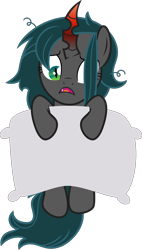 Size: 3043x5340 | Tagged: safe, artist:shootingstarsentry, derpibooru import, oc, oc:nightshade (digimonlover101), changepony, hybrid, absurd resolution, female, interspecies offspring, offspring, parent:king sombra, parent:queen chrysalis, parents:chrysombra, pillow, simple background, solo, transparent background, vector