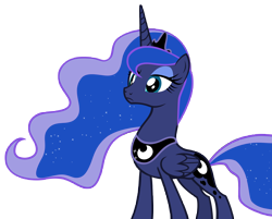 Size: 10916x8770 | Tagged: safe, artist:andoanimalia, derpibooru import, princess luna, alicorn, pony, luna eclipsed, absurd resolution, crown, female, folded wings, frown, horn, jewelry, lidded eyes, mare, regalia, simple background, solo, tail, teal eyes, transparent background, vector, wings