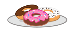 Size: 1045x460 | Tagged: safe, artist:pizzamovies, derpibooru import, barely pony related, chocolate, donut, food, frosting, no pony, plate, show accurate, simple background, sprinkles, transparent background