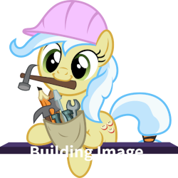 Size: 250x250 | Tagged: safe, derpibooru import, ambrosia, cindy block, earth pony, pony, caption, clothes, female, green eyes, hammer, hard hat, hat, mare, mouth hold, pencil, rainbooru, screwdriver, simple background, solo, tail, text, transparent background, two toned mane, two toned tail, wrench