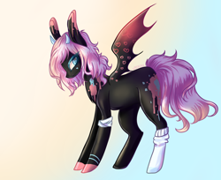 Size: 2388x1952 | Tagged: safe, artist:kyannepopys, derpibooru import, oc, oc only, bat pony, pony, bat pony oc, bat wings, clothes, female, mare, socks, solo, wings