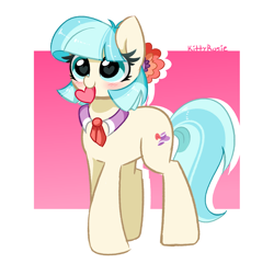 Size: 4512x4352 | Tagged: safe, artist:kittyrosie, derpibooru import, coco pommel, earth pony, pony, blushing, cocobetes, cute, heart, heart eyes, mouth hold, solo, wingding eyes