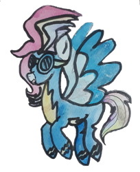 Size: 1331x1635 | Tagged: safe, derpibooru import, 2022 community collab, clothes, derpibooru community collaboration, next gen mane six, offspring, parent:rainbow dash, parent:soarin', parents:soarindash, simple background, solo, transparent background, uniform, wonderbolts uniform