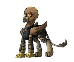 Size: 2400x2000 | Tagged: safe, artist:somber, derpibooru import, oc, oc only, griffon, armor, clothes, griffon oc, male, shading, simple background, solo, transparent background