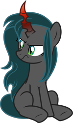 Size: 3081x5178 | Tagged: safe, artist:shootingstarsentry, derpibooru import, oc, oc only, oc:nightshade (digimonlover101), changepony, hybrid, the times they are a changeling, female, frown, high res, interspecies offspring, offspring, parent:king sombra, parent:queen chrysalis, parents:chrysombra, simple background, sitting, solo, transparent background, vector