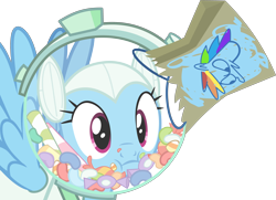 Size: 3404x2467 | Tagged: safe, artist:frownfactory, derpibooru import, rainbow dash, pegasus, pony, scare master, candy, clothes, costume, female, food, mare, simple background, solo, space helmet, transparent background, vector, wings