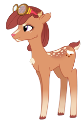 Size: 2031x2954 | Tagged: safe, artist:khimi-chan, derpibooru import, oc, oc only, deer, deer oc, female, goggles, simple background, solo, transparent background