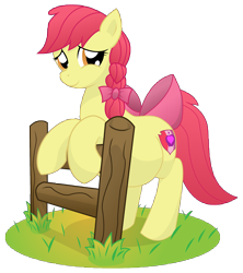 Size: 9600x10800 | Tagged: safe, artist:xniclord789x, derpibooru import, apple bloom, earth pony, pony, absurd resolution, braid, female, fence, grass, mare, older, pregbloom, pregnant, pregnant apple bloom, shadow, simple background, smiling, solo, transparent background