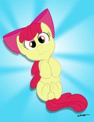 Size: 638x825 | Tagged: safe, artist:bunnimation, derpibooru import, apple bloom, earth pony, pony, adorabloom, cute, female, filly, foal, looking at you, smiling, solo