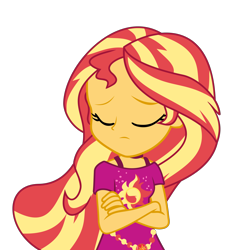 Size: 4000x4219 | Tagged: safe, artist:asrafpie, derpibooru import, sunset shimmer, better together, equestria girls, spring breakdown, absurd resolution, crossed arms, eyes closed, female, simple background, solo, transparent background, two toned hair, vector