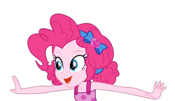 Size: 4000x2307 | Tagged: safe, artist:asrafpie, derpibooru import, pinkie pie, better together, equestria girls, spring breakdown, adorable face, bare shoulders, blue eyes, bust, cute, diapinkes, eyelashes, female, high res, open mouth, open smile, pink hair, simple background, sleeveless, smiling, solo, spread arms, transparent background, vector