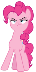 Size: 1736x3455 | Tagged: safe, artist:dipi11, derpibooru import, pinkie pie, earth pony, pony, season 5, the cutie map, .ai available, blue eyes, female, full body, mare, pink mane, pink tail, pinkie pie is not amused, shrunken pupils, simple background, solo, standing, tail, transparent background, unamused, vector, wavy mouth