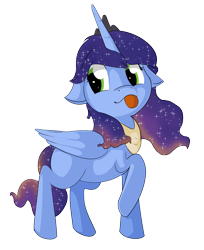 Size: 1230x1509 | Tagged: safe, artist:soccy, derpibooru import, oc, oc only, oc:emerging dawn, alicorn, pony, 2022 community collab, :p, derpibooru community collaboration, ethereal mane, female, filly, foal, galaxy mane, luna's crown, magical lesbian spawn, offspring, parent:princess celestia, parent:princess luna, parents:princest, product of incest, raised leg, simple background, solo, standing, tongue, tongue out, transparent background