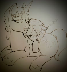 Size: 3104x3312 | Tagged: safe, artist:dsstoner, derpibooru import, dj pon-3, fancypants, vinyl scratch, pony, unicorn, female, looking at someone, male, mare, nap, shipping, sleeping, stallion, straight, traditional art