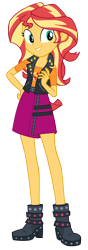 Size: 466x1318 | Tagged: safe, artist:invisibleink, derpibooru import, sunset shimmer, better together, equestria girls, clothes, female, simple background, skirt, solo, transparent background, vector, vest