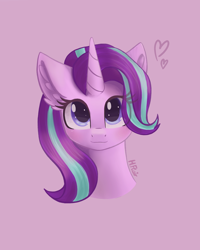 Size: 1194x1494 | Tagged: safe, artist:harmonical-flair, derpibooru import, starlight glimmer, pony, unicorn, bust, ear fluff, ears, eye clipping through hair, female, heart, looking at you, mare, portrait, smiling, smiling at you, solo