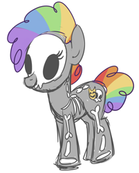 Size: 1084x1347 | Tagged: safe, artist:khimi-chan, derpibooru import, oc, oc only, earth pony, pony, clothes, costume, earth pony oc, eyelashes, female, mare, multicolored hair, rainbow hair, simple background, skeleton costume, solo, white background