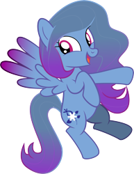 Size: 6919x8955 | Tagged: safe, artist:shootingstarsentry, derpibooru import, oc, oc only, oc:frosty flakes, pegasus, pony, absurd resolution, colored wings, female, flying, full body, gradient mane, gradient tail, gradient wings, mare, open mouth, open smile, pegasus oc, show accurate, simple background, smiling, solo, spread wings, tail, transparent background, vector, wings